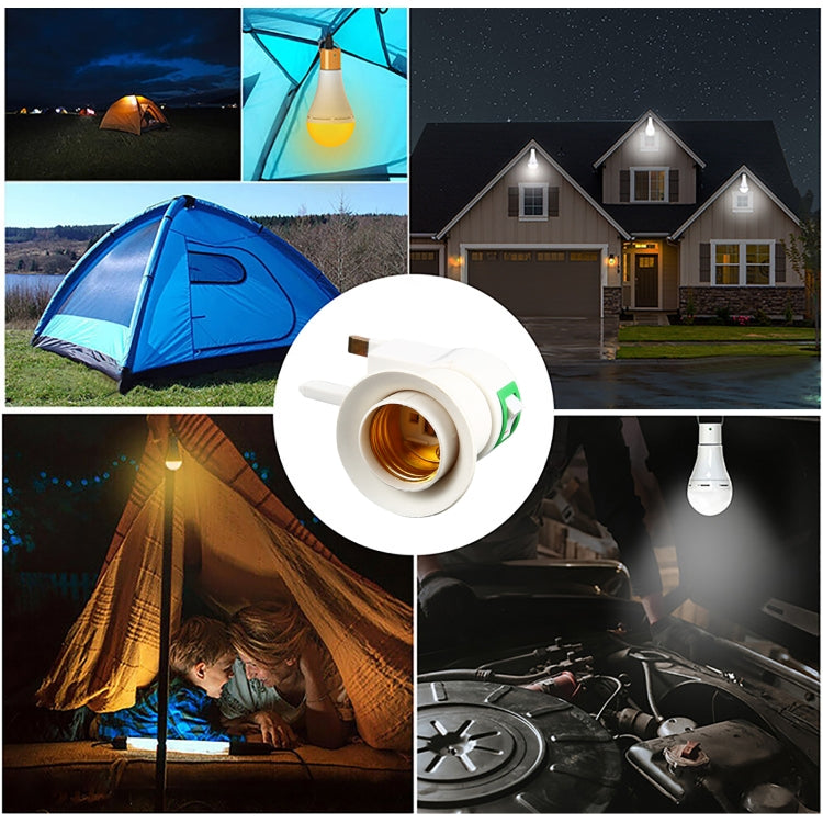 E27 lamp holder adapter with circular socket opening, white housing