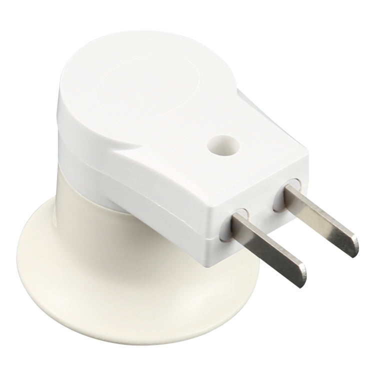 White E27 lamp holder base with two-prong plug and built-in switch