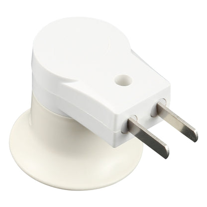 White E27 lamp holder base with two-prong plug and built-in switch