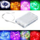 Transparent 3 AA LED battery pack with glowing wire lights in multiple colors