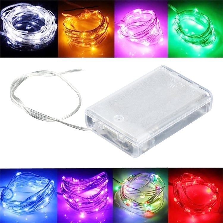 Transparent 3 AA LED battery pack with glowing wire lights in multiple colors
