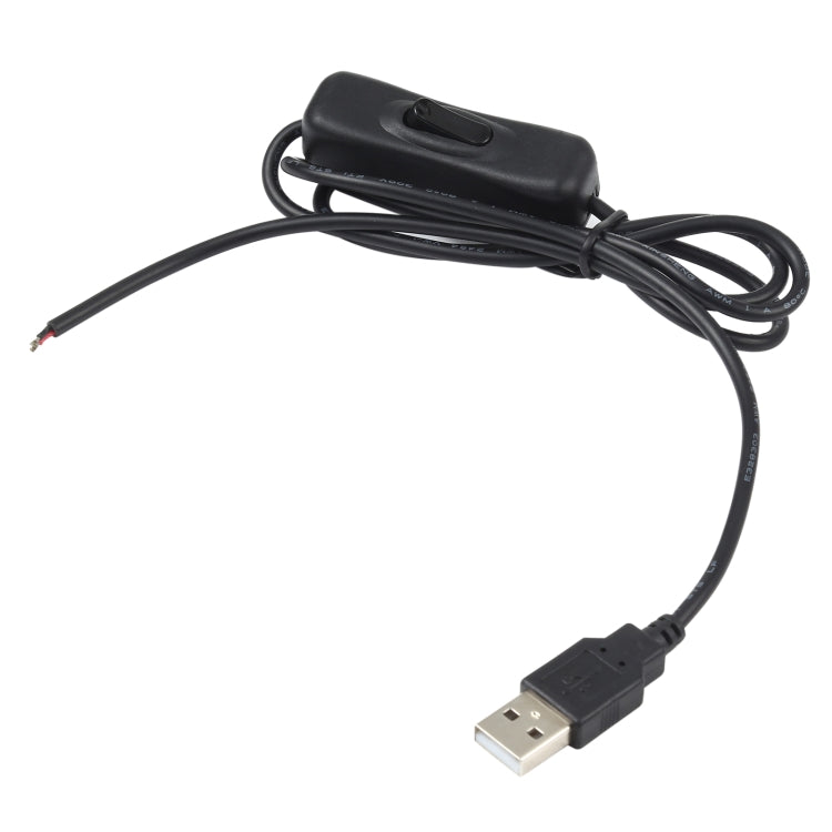 Black USB power cable with inline switch and two-wire lead