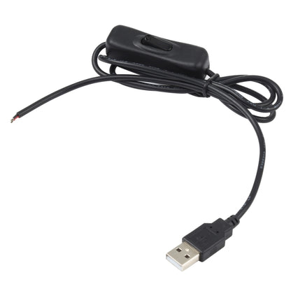 Black USB power cable with inline switch and two-wire lead