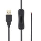 USB power cable with inline on/off switch, USB plug, and two-wire output