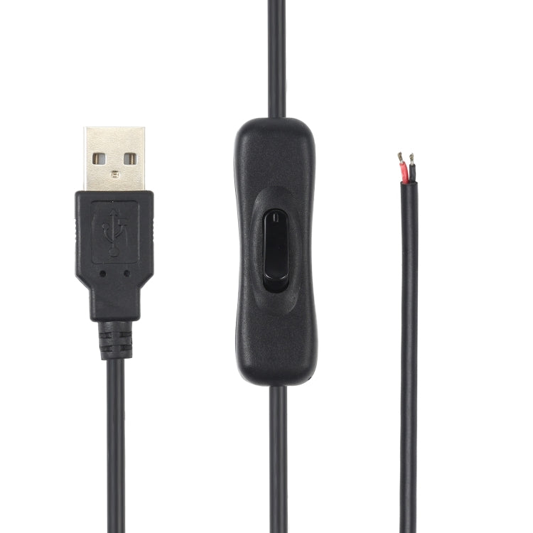 USB power cable with inline on/off switch, USB plug, and two-wire output