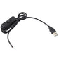 Black USB power cable with inline switch and USB connector with wire leads