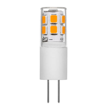 G4 LED corn bulb with four orange SMD chips and two-pin base