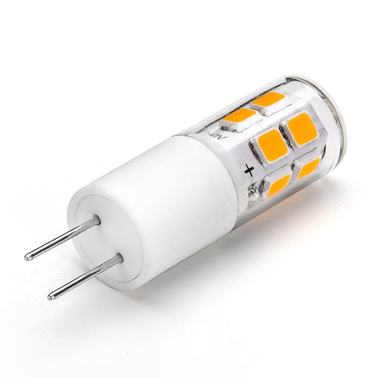 G4 LED corn bulb with two-prong base and orange SMD LED array