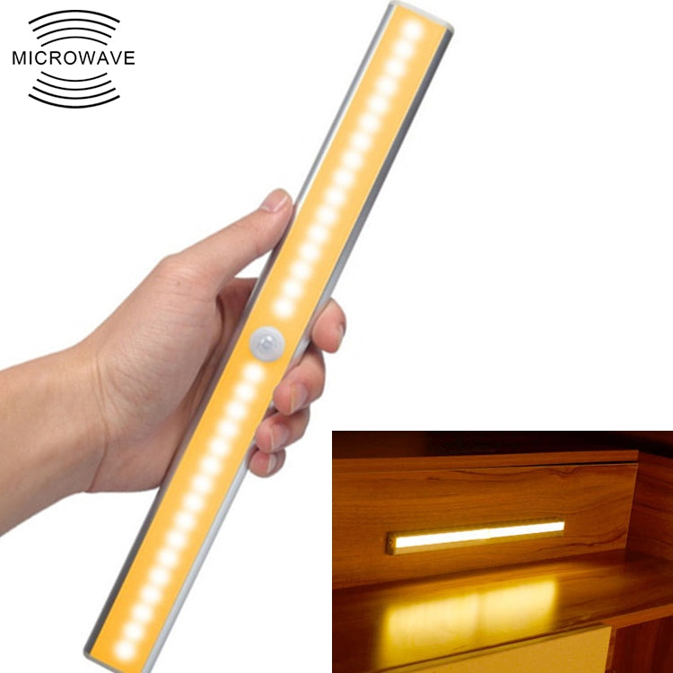 Slim LED cabinet light bar with warm white LEDs and round motion sensor window