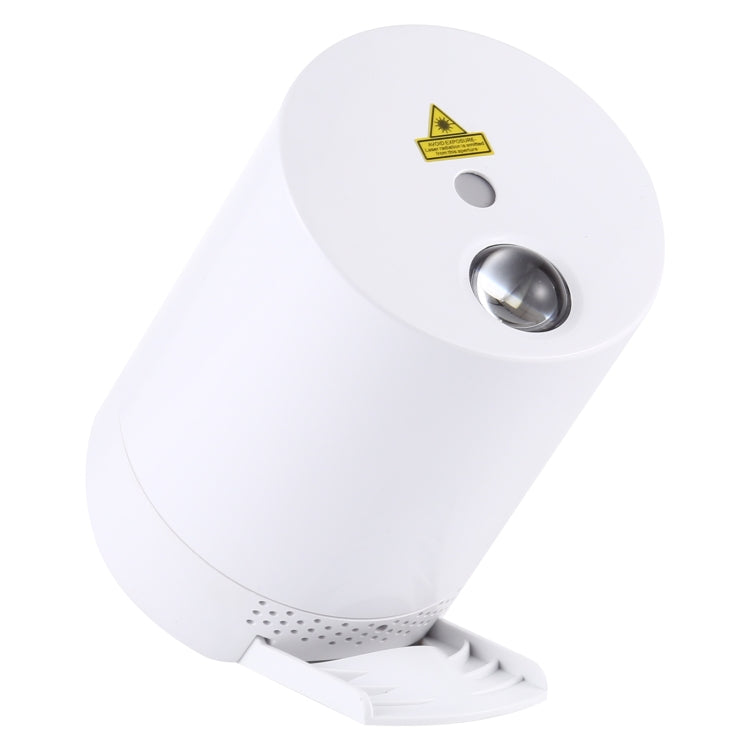 Voice-controlled LED laser starlight projection lamp, white front view with lens