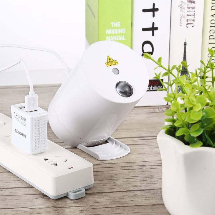 Voice-controlled LED laser starlight projection lamp with power adapter and cable, white