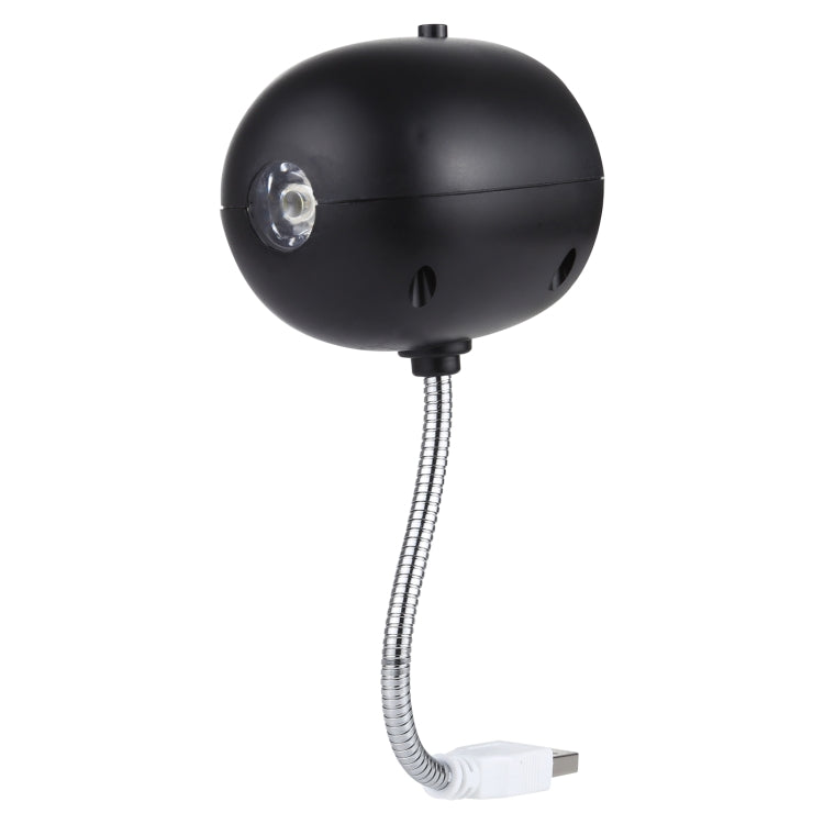 Black USB LED laser projection lamp with clear front and long braided USB cable