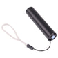 Mini flashlight with dark body, lanyard cord, and side mode button