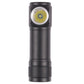 Black LED flashlight with round lens on top