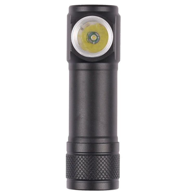 Black LED flashlight with round lens on top