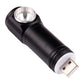 Black LED flashlight with USB charging plug on the end