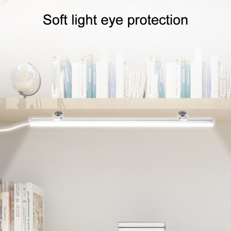 LED light tube under shelf with soft glow for reading
