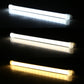 Three-color LED light tube glowing cool, warm, and amber tones