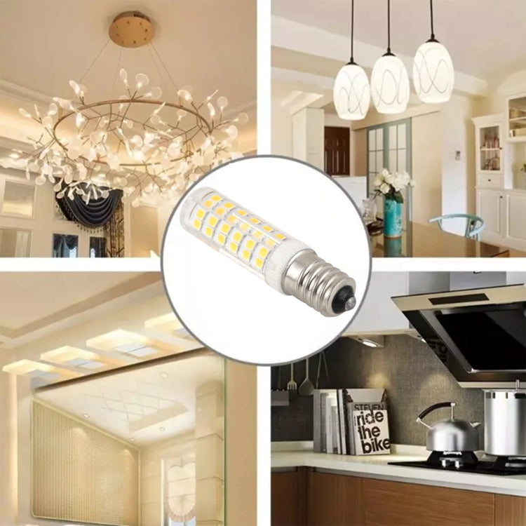 E14 LED corn bulb shown enlarged with clear cover and 2835 SMD LED array