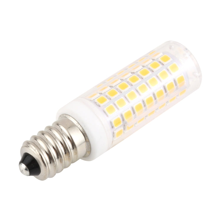 Dimmable E14 LED corn bulb with 88 SMD LEDs and silver screw base, side view