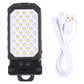 Folding LED work light with large white LED panel and included white USB charging cable