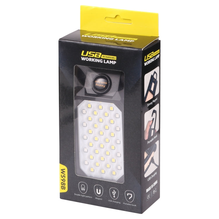 LED work lamp retail box showing the folding light and white LED panel