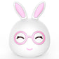 Pink-glasses 3D LED rabbit night light, white body with long ears, close-up