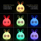 Rabbit 3D LED night light showing multiple color options with touch activated glow