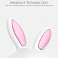 White rabbit 3D LED night light with pink ear interiors, close-up upper half