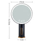 Black LED desktop makeup mirror with circular illuminated face and slim tabletop stand