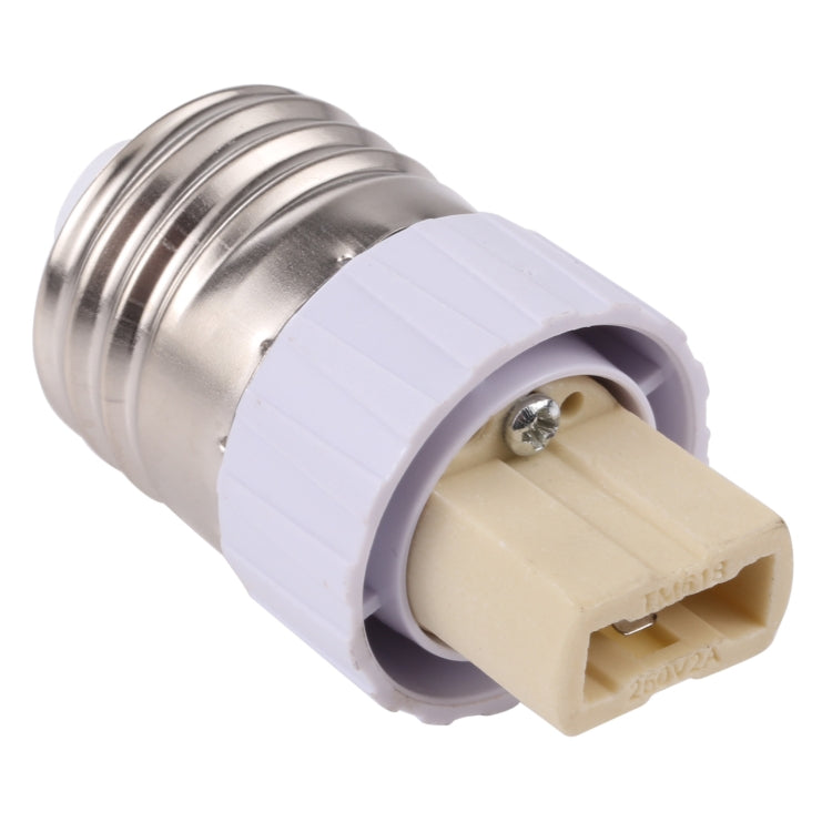 E27 to G9 lamp holder adapter with silver metal base and white connector, visible pins