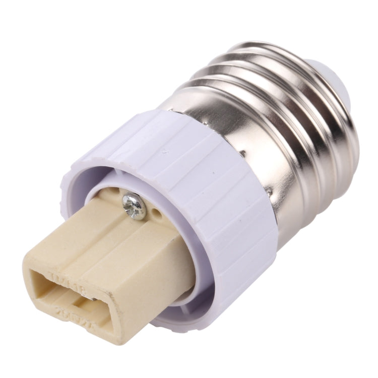 E27 to G9 lamp holder adapter with beige insert, white housing, and silver screw threads