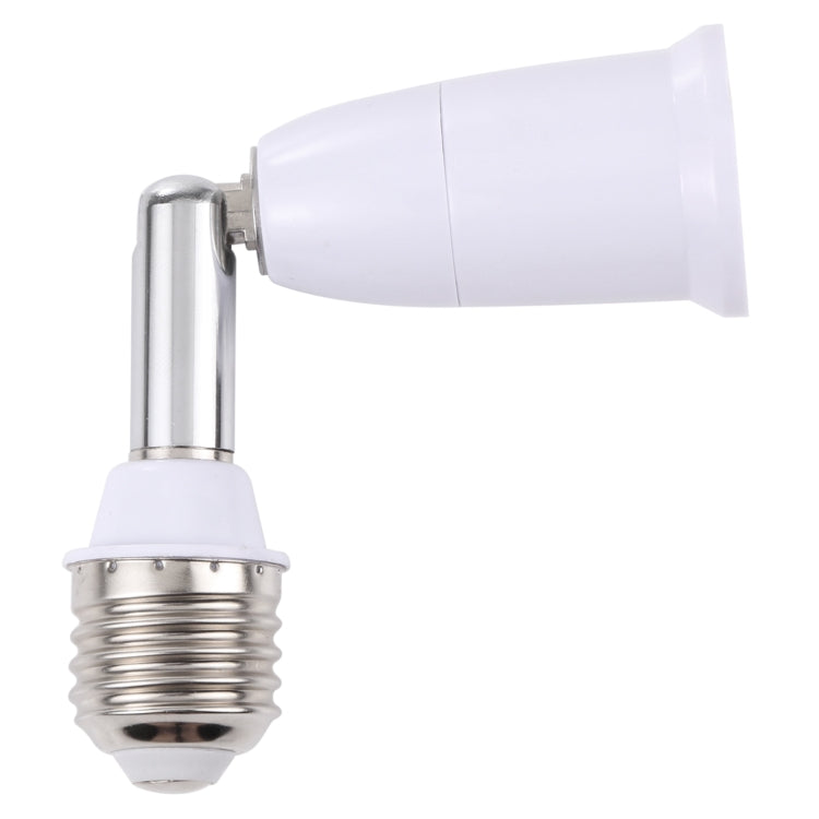 Turnable E27 lamp holder adapter with right-angle white housing and screw base