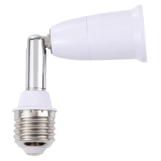 Turnable E27 lamp holder adapter with right-angle white housing and screw base