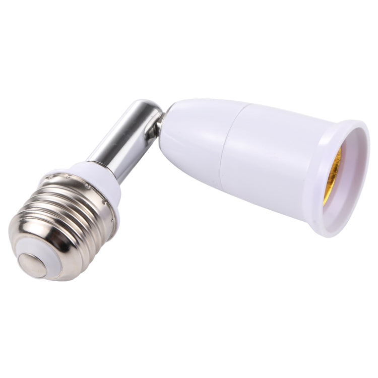 Turnable E27 lamp holder adapter with white socket head and chrome screw base