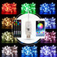 RGB LED string light spools in red, green, blue, yellow, and white with controller