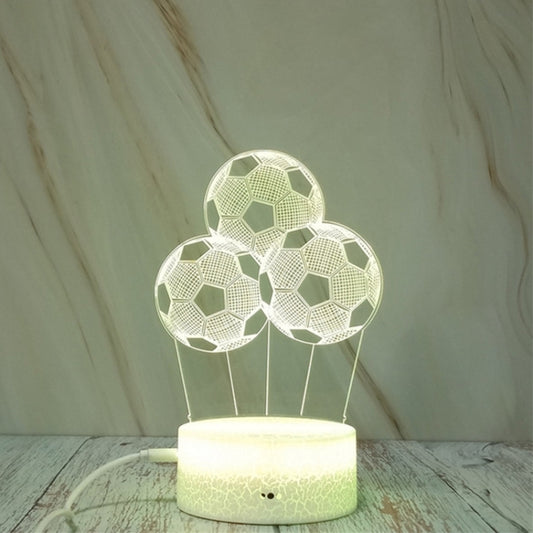 Three footballs LED night light: white base with three green ball cutout panels