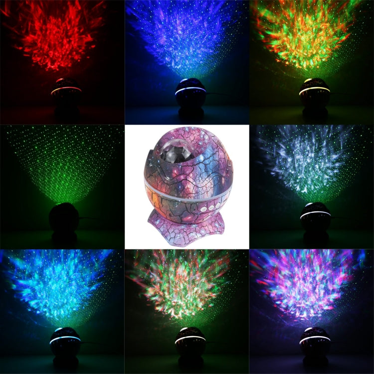 Starry sky projection light patterns shown behind the egg-shaped lamp