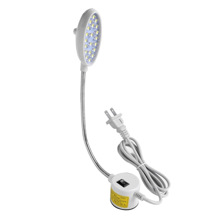 Dimmable LED sewing lamp with magnetic base, flexible gooseneck and power cable