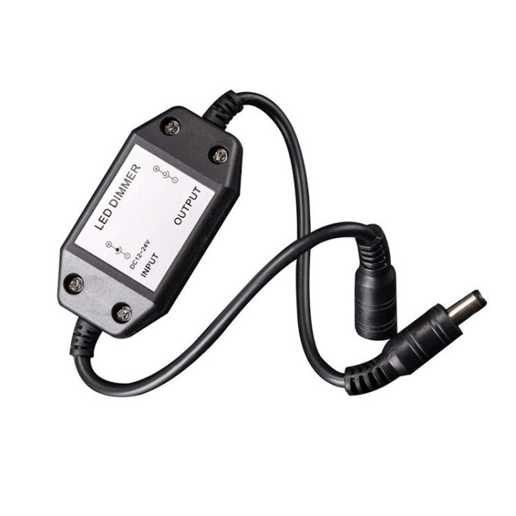 Black inline LED dimmer module with dial knob and two input/output cable ends