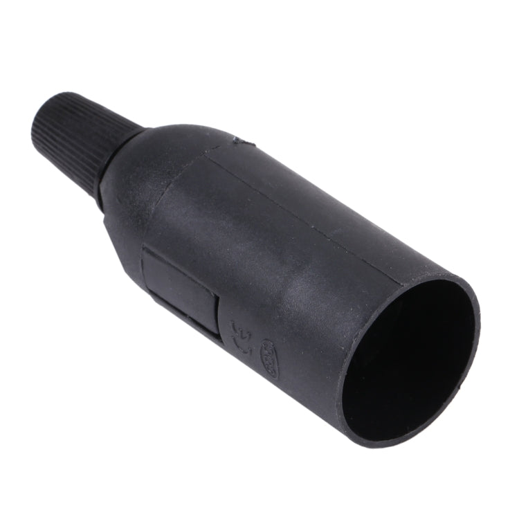E14 bulb socket holder, black plastic, open cylindrical end
