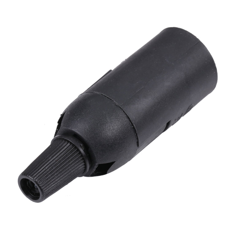 E14 bulb socket holder, black plastic, ribbed threaded end