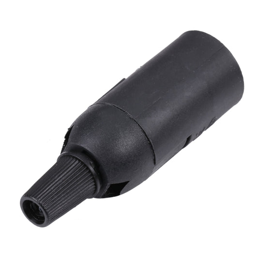 E14 bulb socket holder, black plastic, ribbed threaded end