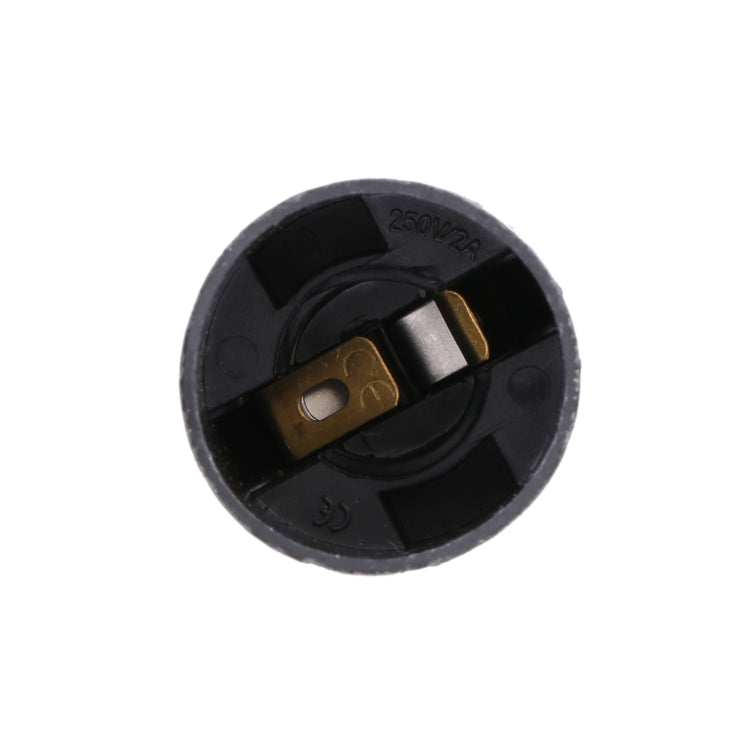 E14 bulb socket holder base, black plastic, exposed brass contacts