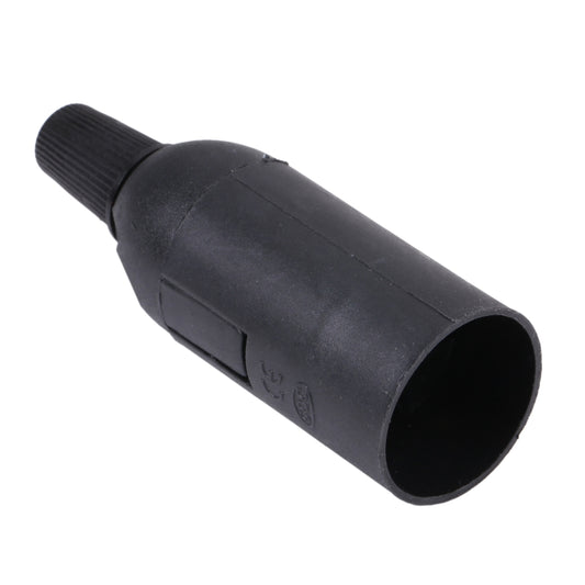 E14 bulb socket holder, black plastic, open cylindrical end