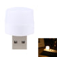 Round LED USB mini night light with white cap and silver USB plug