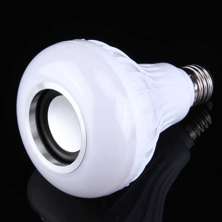 White LED music bulb head with black inner ring and silver screw base