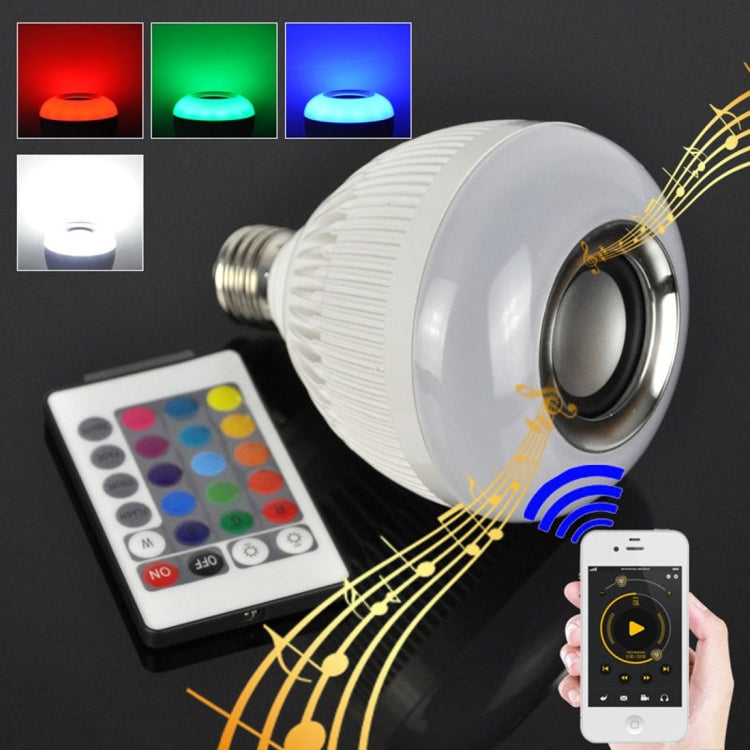 White LED bulb with E27 base, RGB lighting, remote and smartphone control