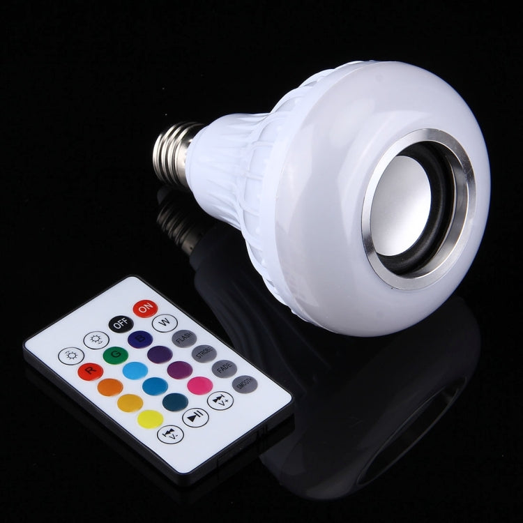 White LED music bulb with circular opening and included color remote controller