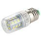 Clear LED bulb with E27 base and 24 LED chips, close-up view